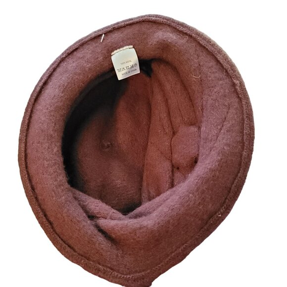Women's Wool Cloche Hat With Floral Design Brown Vintage-Style Uban CoCo  jj3582 - Picture 6 of 6